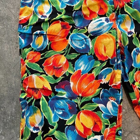 Vintage 80s 90s High Waisted Gap Floral Tropical Pants Womens Large - Picture 4 of 12